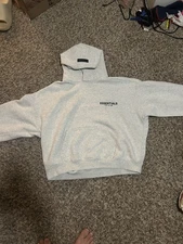 Essentials Men's Light Oatmeal Hoodie Size L