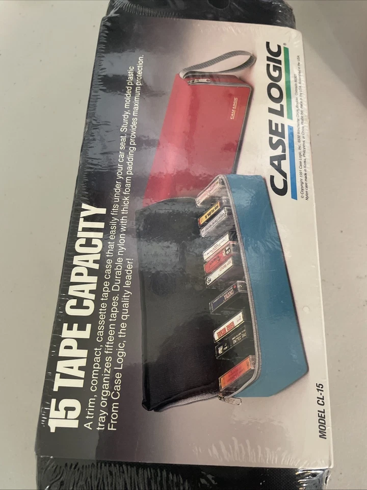 Estuche Cinta Cassette Vintage Case Logic 15 Capacidad CL-15 NUEVO SELLADO 1991 Foto 2 de 3