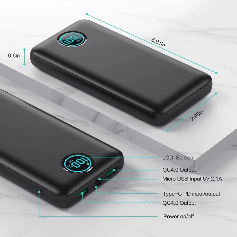 Portable Charger Power Bank 30,800mAh LCD Display Power Bank,25W PD Fast Char... - Image 2 of 4