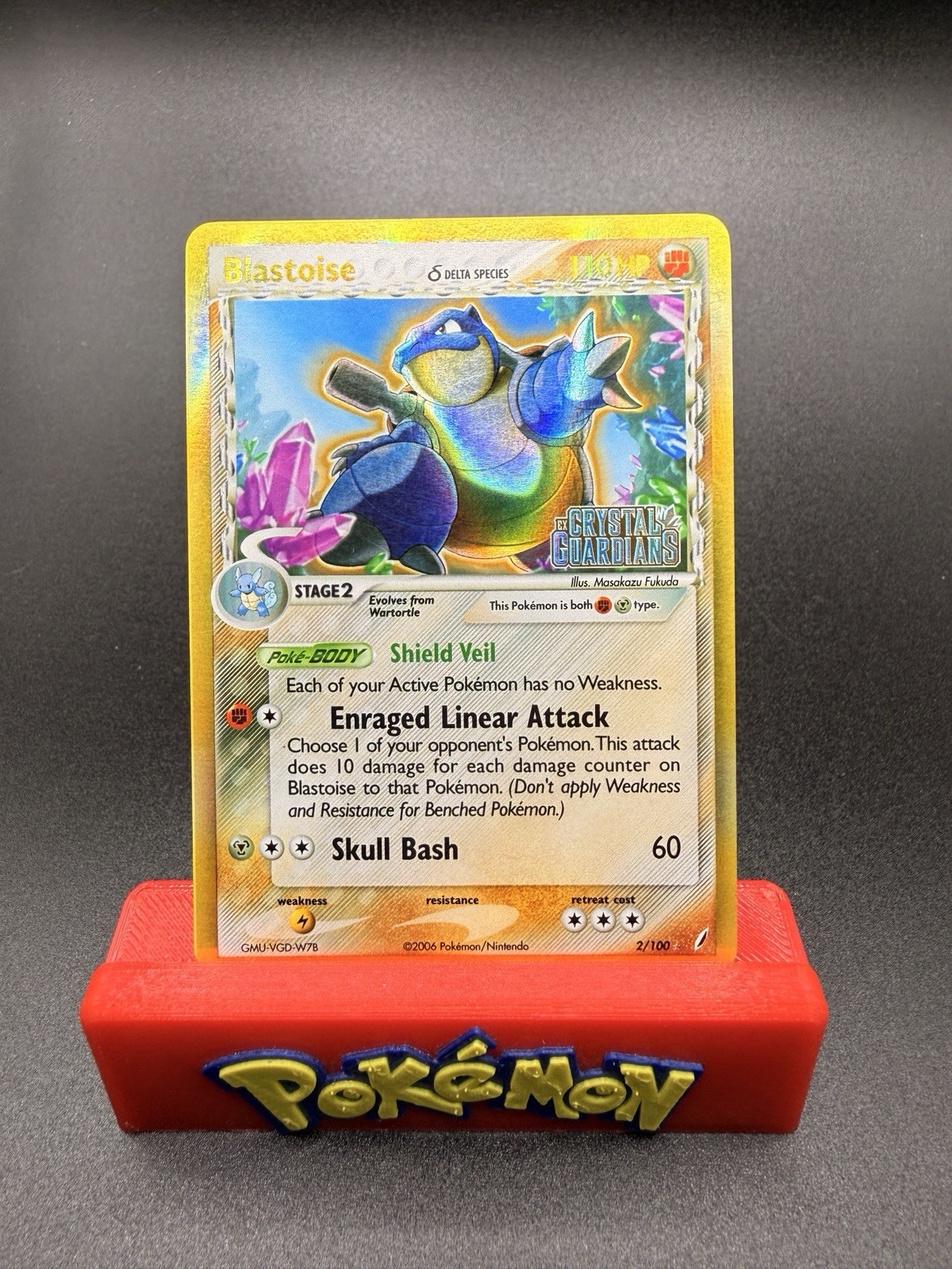 Pokemon TCG Blastoise 2/100 EX Crystal Guardians Reverse Delta Species - NM-e