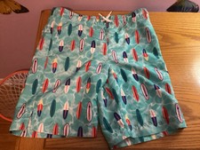 Place Sports Boys Swim Shorts Surf Boards Lined Elastic Tie Waist Size 10/12