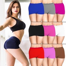 Women's Plain Underwear High Waist Seamless Stretch Boxer Shorts Hot Pants Lot