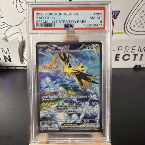 2023 POKEMON MEW EN-151 SPECIAL ILLUSTRATION RARE #202 ZAPDOS EX PSA 8