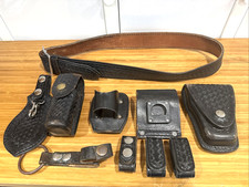 Vintage Safariland 51 Police Duty Basket Weave 10pc Setup Leather Belt 36 Kit
