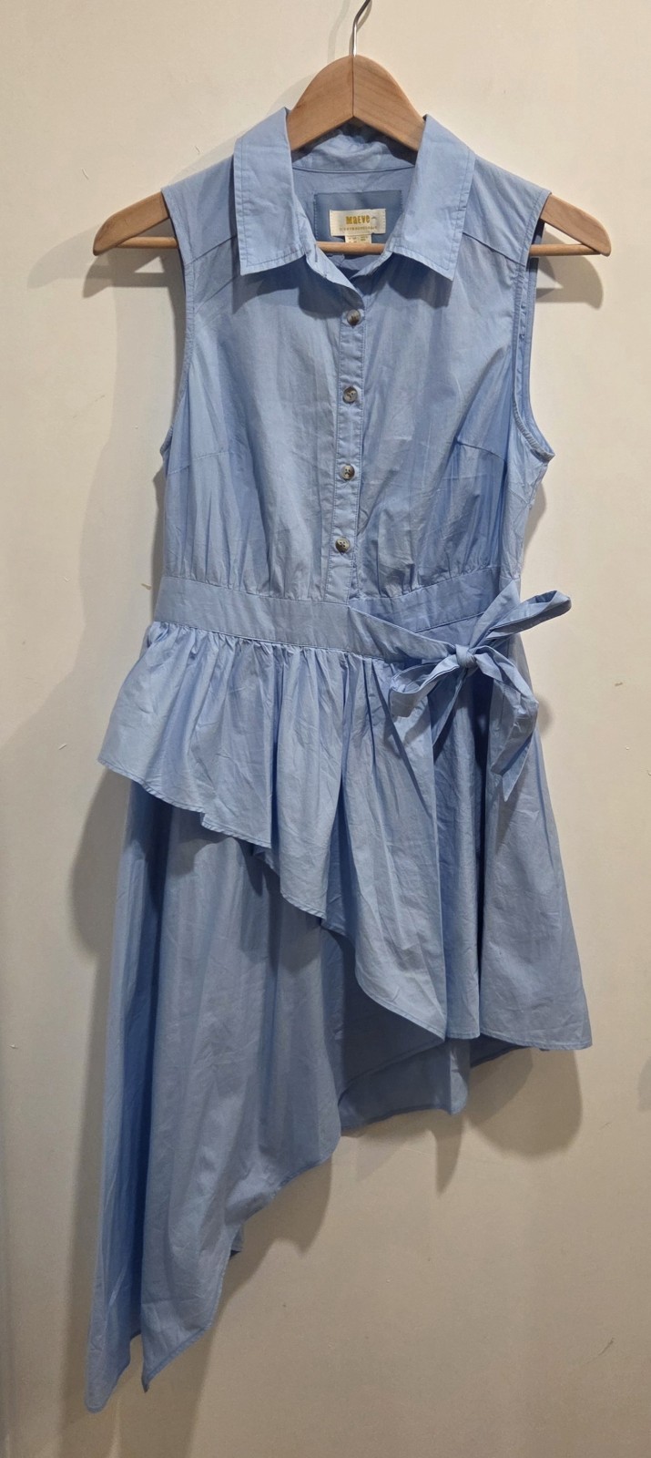 NWT ANTHROPOLOGIE MAEVE ASYMMETRICAL SLEEVELESS SHIRT DRESS 6P Color Sky Blue