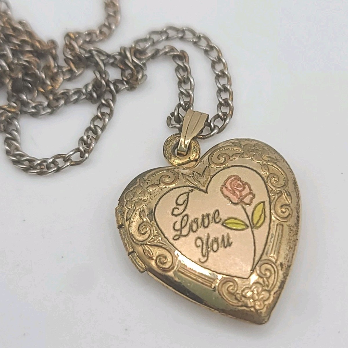Vintage Heart Locket 14kt Gold Filled I Love You 22