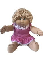 Vintage 1980s Cabbage Patch Kids Doll Blonde Yarn Hair Green Eyes 16"