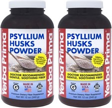 Yerba Prima Psyllium Husks Powder 12 oz Pack of 2 - Natural Fiber Supplement -