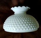 Large Vintage White Milk Glass Hobnail Ruffle Lamp Globe Shade 9.75 - 10" Fitter