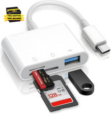 USB C SD Card Reader for Iphone 15 Ipad Mac 3 in 1 USB-C Memory Trail Camera Car