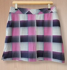 IZOD Golf Skort Skirt Pink Purple Check Undershorts UK 10-12 Sports Tennis