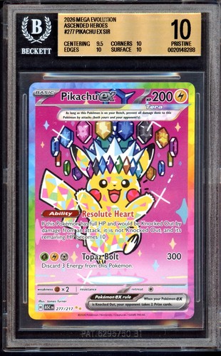 2026 Pokemon Ascended Heroes Pikachu EX 277/217 BGS 10 Pristine SIR Pop 75