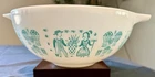 BIG # 404 4 QT  VINTAGE 1950'S PYREX AMISH BUTTERPRINT AQUA MIXING SERVING BOWL