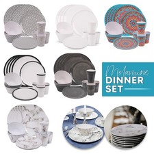 16PCS MELAMINE DINNER SET MOTORHOME CARAVAN OUTDOOR CAMPING PICNIC TABLEWARE
