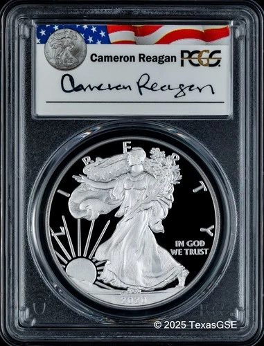 2020-W $1 American Silver Eagle PCGS PR70 First Strike - Cameron Reagan Label