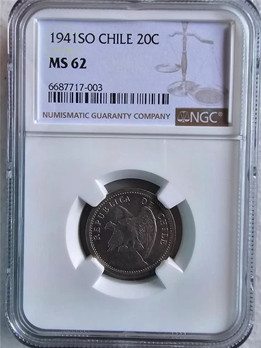 Chile 20 Centavos 1941SO NGC MS 62