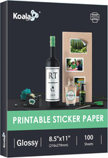 Koala Glossy Sticker Paper for Inkjet  Laser Printer, Printable Photo Sticker P