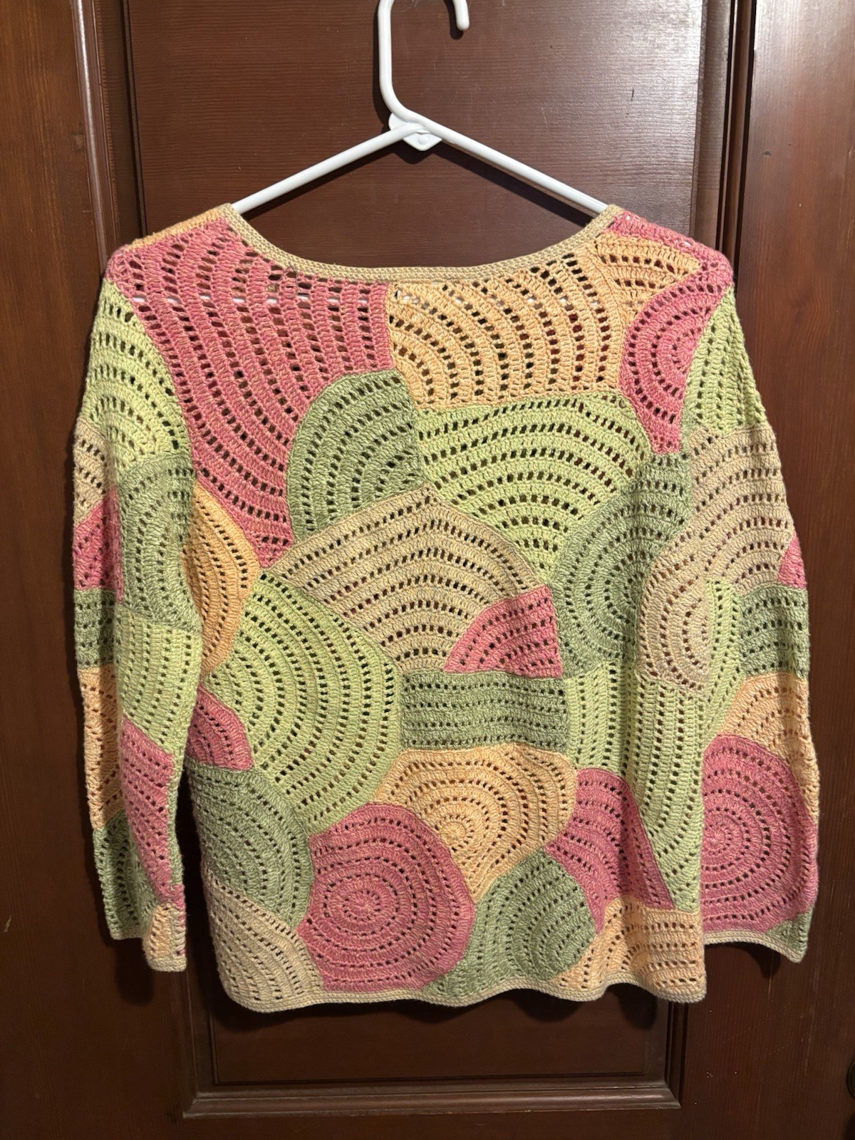 Talbots Medium Colorful Patchwork Crochet Sweater… - image 6