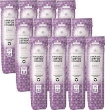 Organic Cotton Rounds, Bulk 1200 Count - Makeup Remover Pads for Face, Lint-Free