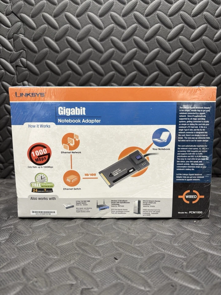 SEALED New Linksys 32-bit CardBus PC Gigabit Notebook Adapter PCM1000 - Image 3 of 4