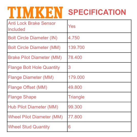 Buje de cojinete de rueda delantera Timken 2x2 para Chevy Suburban Tahoe Yukon XL 6 tacos 15-19 Foto 3 de 4
