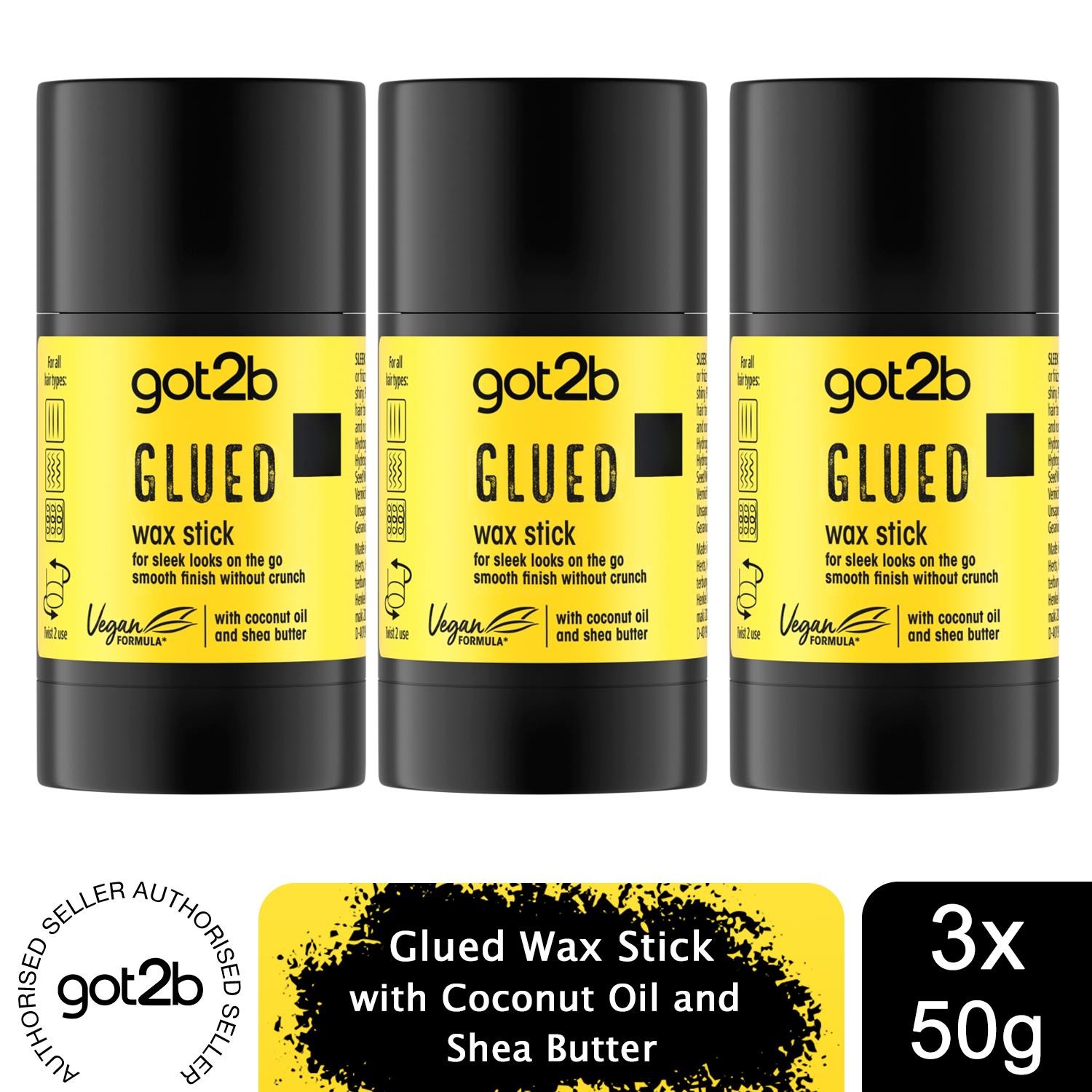 Got2b Glued Wax Stick 50g Strong Hold Hair Styling Stick, 3 Pack