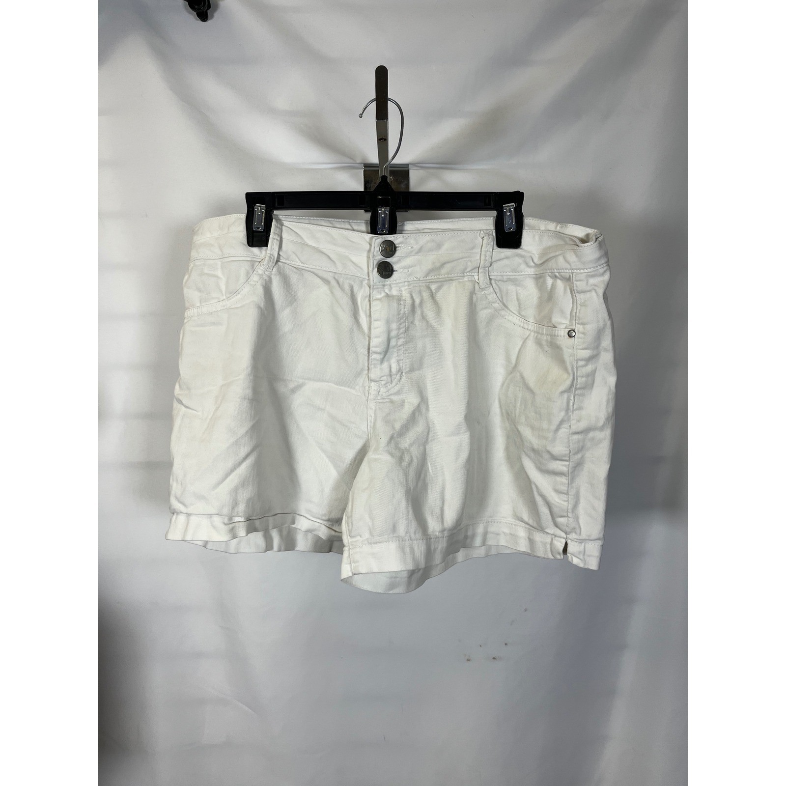d.jeans Womens White Denim Shorts Size 16 Stretch Double Button Casual Summer