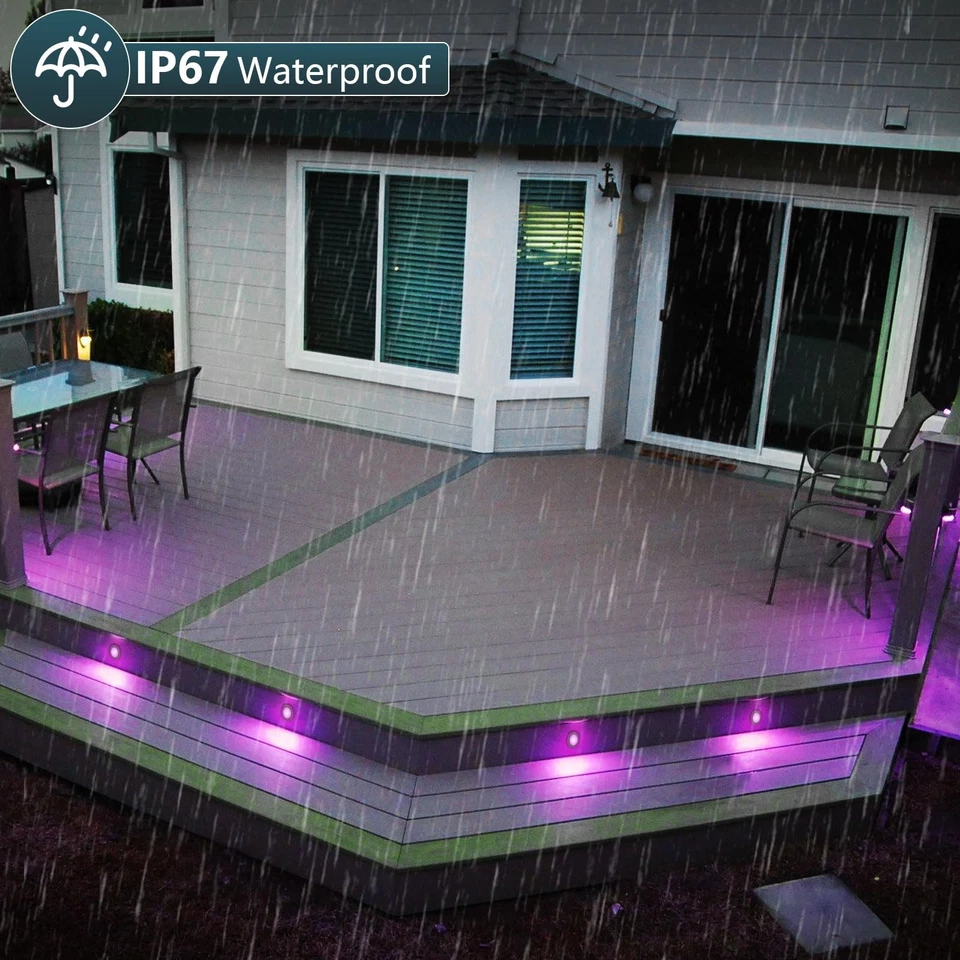 LED Deck Lights Kit,12pcs Φ1.78 Dimmable WiFi-Control Low Voltage Recessed RG... - Image 3 of 4