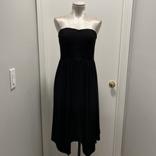 Torrid Dress Strapless Black Beach Summer Handkerchief Hem Smocked Stretch Sz 1