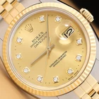 ROLEX MENS DATEJUST TWO TONE 18K YELLOW GOLD STEEL QUICKSET WATCH w/ ROLEX BAND
