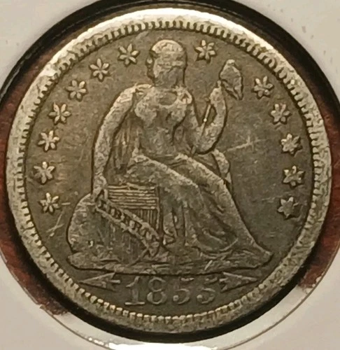 1855-P Seated Liberty Dime — photo from the most recent tracked eBay sale