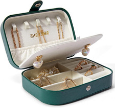 Jewelry Box, PU Leather Small Portable Travel Case, 2 Layers Organizer Display S