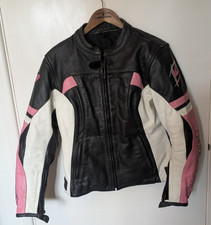 Vintage Prospeed Leather Biker Jacket Pink Black and White - Size Medium