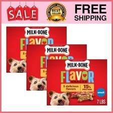 3 Box Milk Bone Flavor Snacks Small Dog Biscuits, Crunchy Dog Treats, 7lb Box