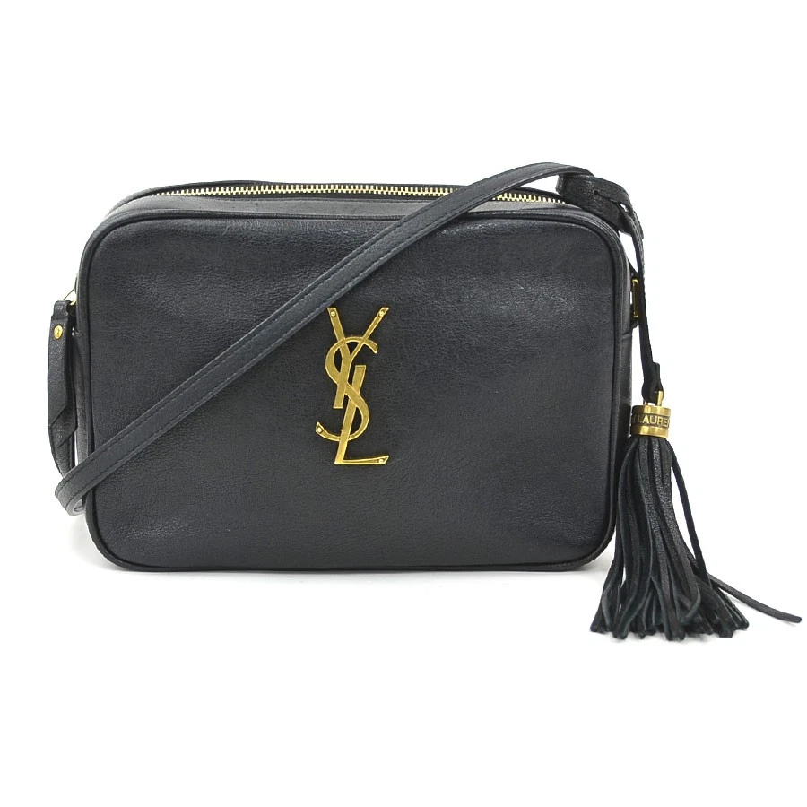 Saint Laurent — Auth SAINT LAURENT Lou Crossbody Shoulder Bag Black Leather/Goldtone - 90188a