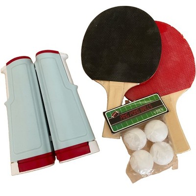 Ping Pong Set Tabletop Retractable Net 60  w/ 2 Paddles + 4 Pack Ping Pong Balls