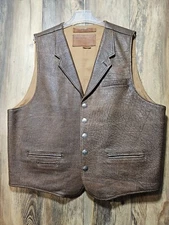 New Coronado Bison Leather Lapel Vest Concealed Carry Men's Size 50 Tall Cut