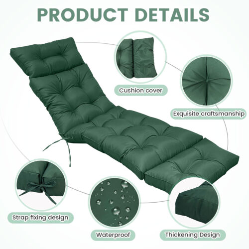 Outdoor Chair Cushion Lounge Chair Cushion Thick Beach Chaise Lounge Cushion New - Picture 32 of 60