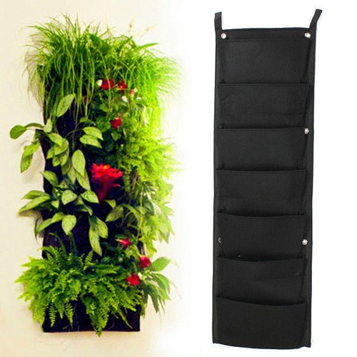 2X Outdoor 7 Pocket Indoor Balcony Herb Vertical Garden Wall Hanging Planter Bag - Picture 6 of 9