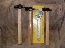 ALL HD USA MADE 3 OSBORNE BALL PEIN HAMMERS & ONE CHINA 10" ADJUSTABLE WRENCH
