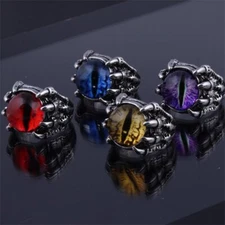 Punk Men Dragon Claws Open Rings Evil Eye Ring Eyeball Gothic Retro Jewelry Gift