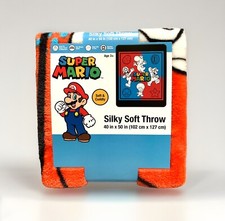 NEW Super Mario  Friends Red White  Blue Kids 40 x 50 Silky Soft Throw Blanket