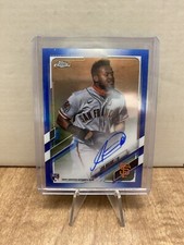 2021 Topps Chrome - Rookie Autographs Blue Wave Refractor #RA-LB Luis Basabe...