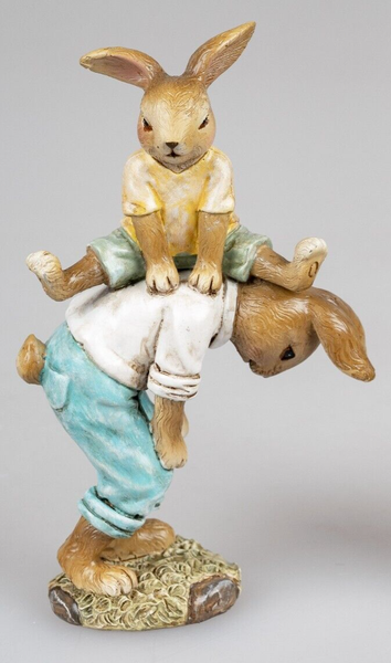 Formano Deko Hasenvater Mit Kind 14 Cm Kunststein Handbemalt Osterdeko 704023 A-image