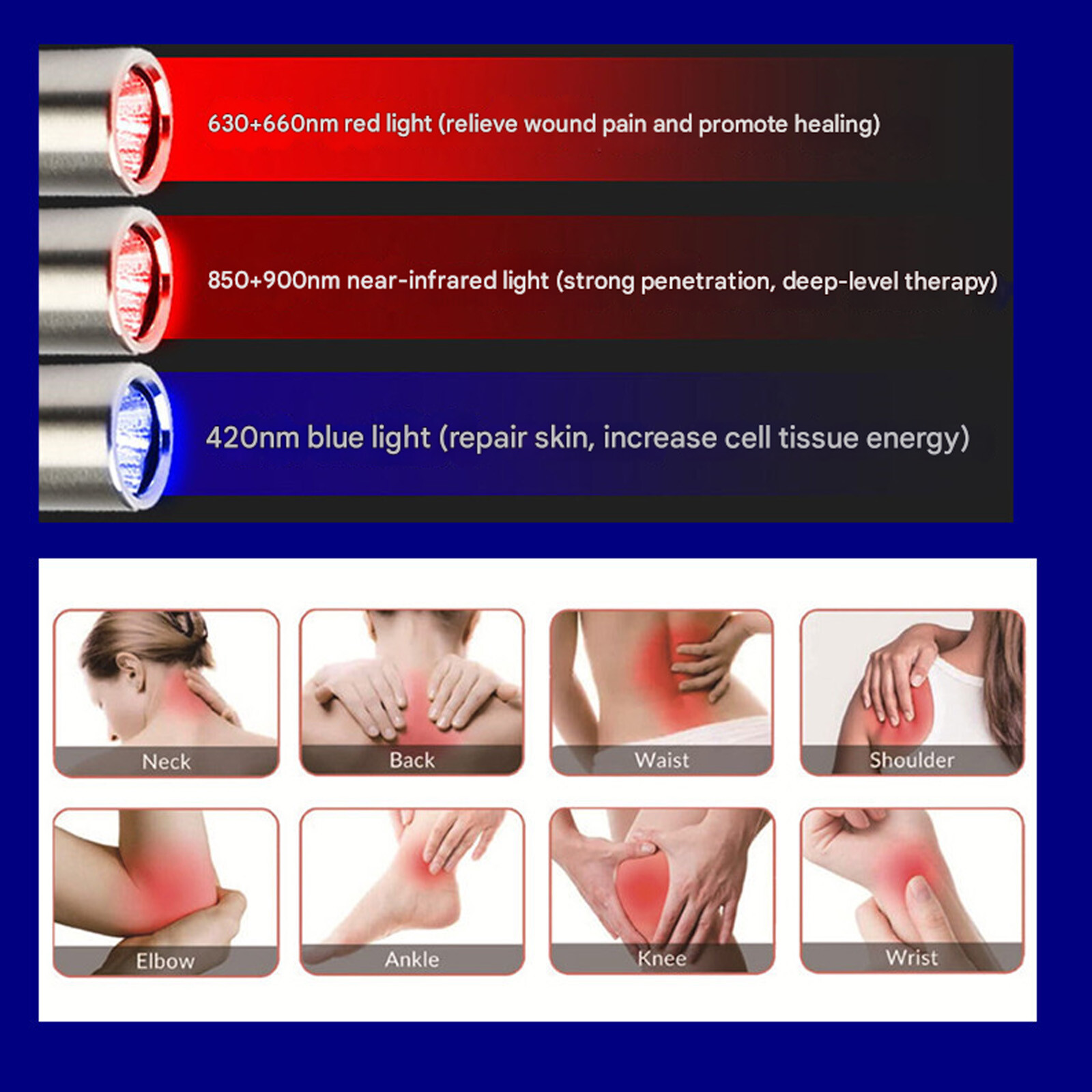 LED Red Light Therapy Infrared Torch For Pain Relief 940/850/660/630nm