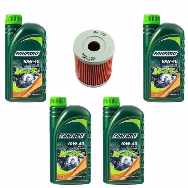 MotoröL Set 10W40 4 Liter ÖLfilter KN132 FüR Arctic Cat 250 Suzuki LT-F LT-Z-image