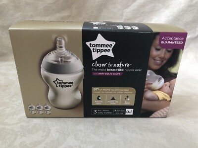 Tommee Tippee Closer to Nature 3 9 oz Slow Flow Baby Bottles 0+ Months New.