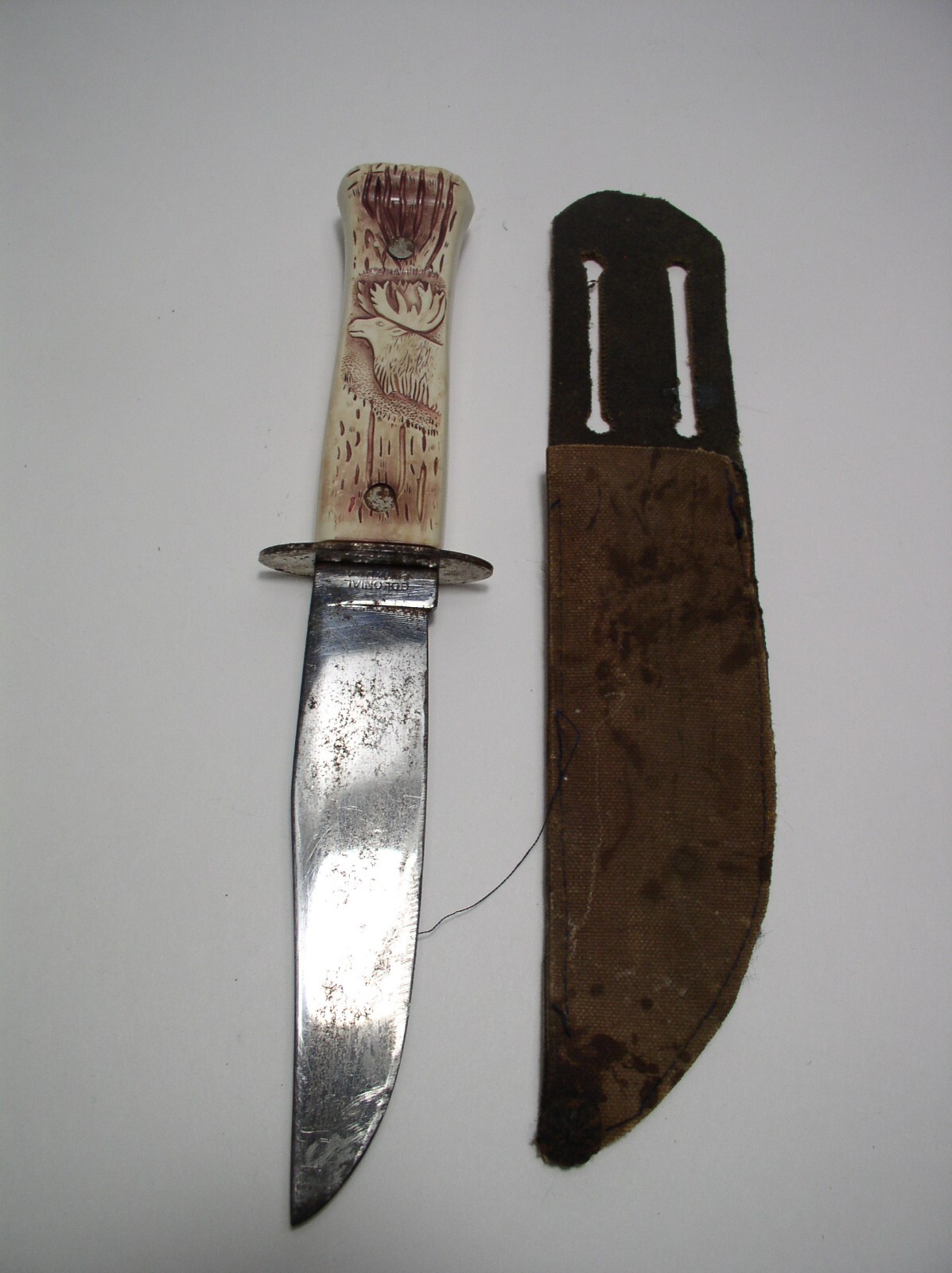 Vintage Youth Hunting Knife with Sheath Colonial Providence RI Moose