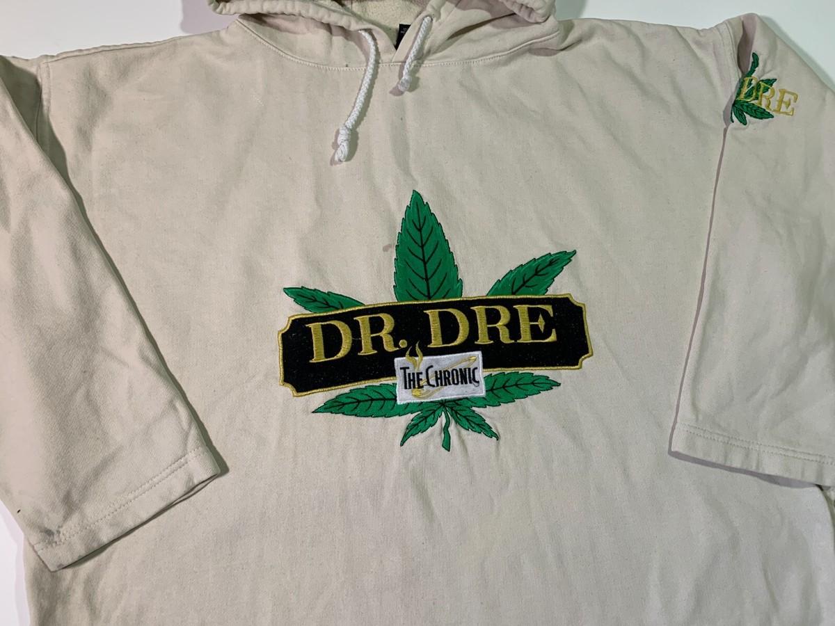 Vintage 90s Dr. Dre Distressed Hoodie Hip-Hop Rap Beige Vintage 90s Dr. Dre Distressed Hoodie Hip-Hop Rap Beige
