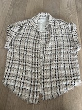 Iro Paris Plaid Tweed Blend Oversized Sleeveless Shirt Jacket Sz 34